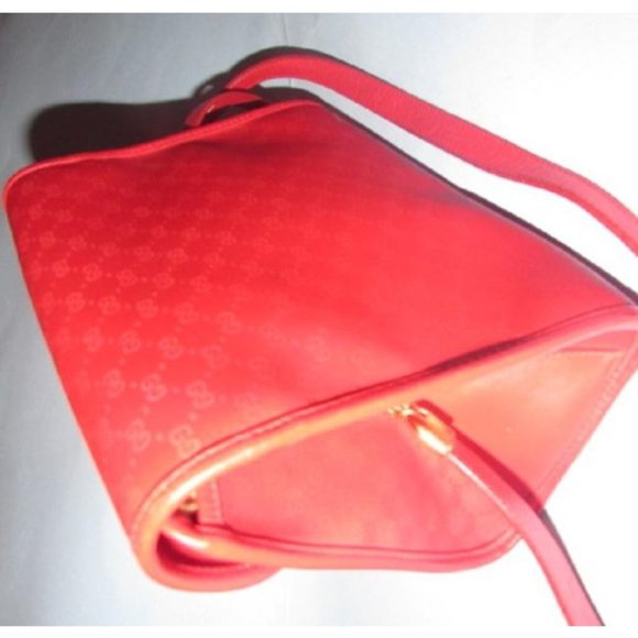 Gucci Vintage Red 2-Way Purse Coated Canvas Small G Logo - Picture 4 of 9